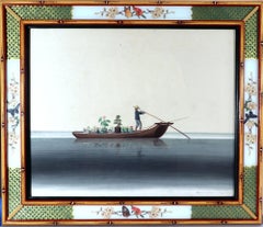 Large Chinese Watercolors on European Paper of Junks and Sampans