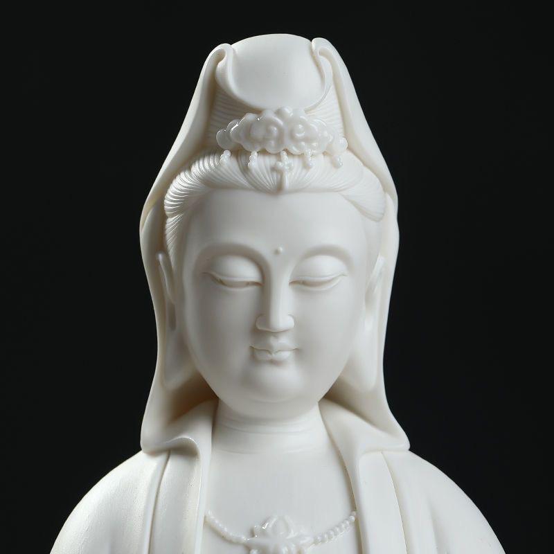 Estatua de Buda Guanyin de pie de porcelana blanca china vintage de 45 cm en venta 3