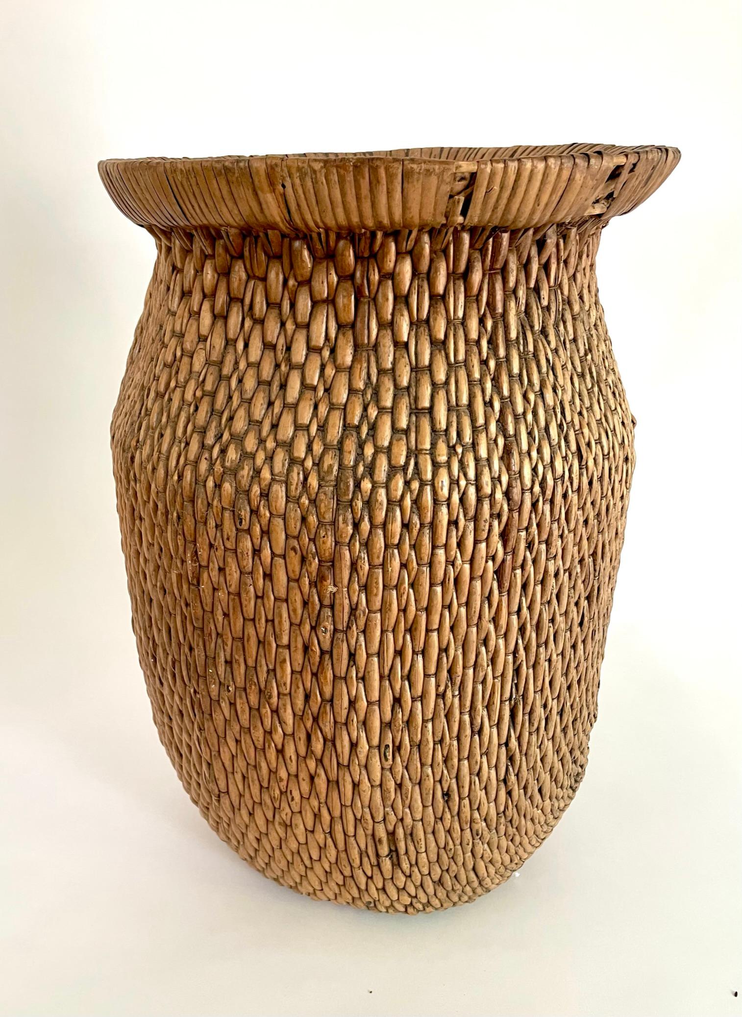 Hand-Woven Large Chinese Willow Basket For Sale