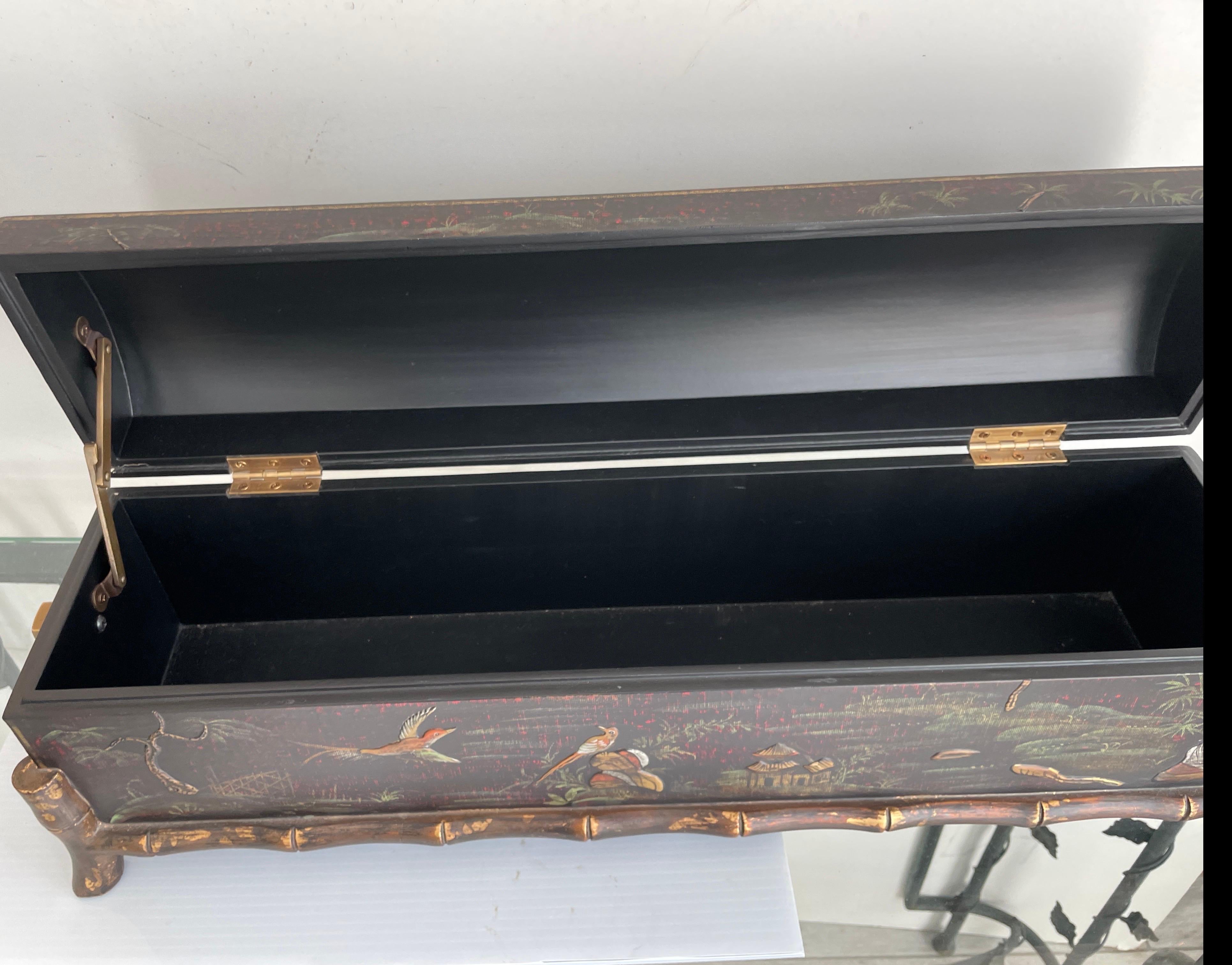 Composition Large Chinoiserie Decorated Box For Sale