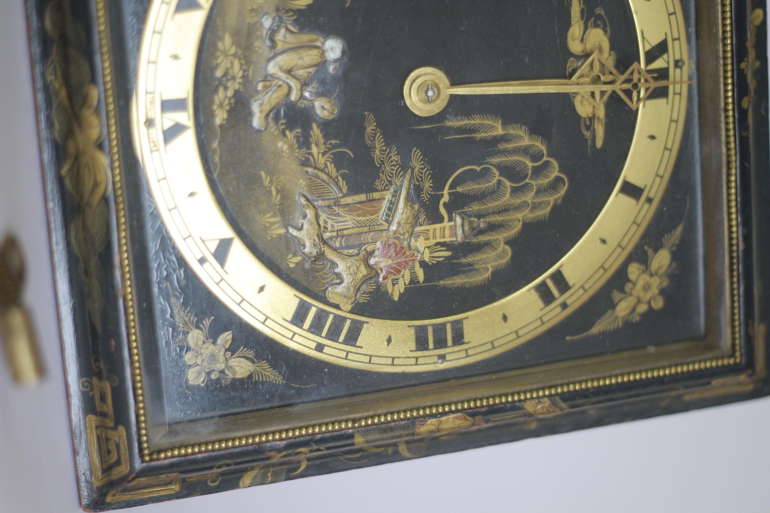 Large Chinoiserie decorated Strut clock circa 1920 In Good Condition In Dereham, GB