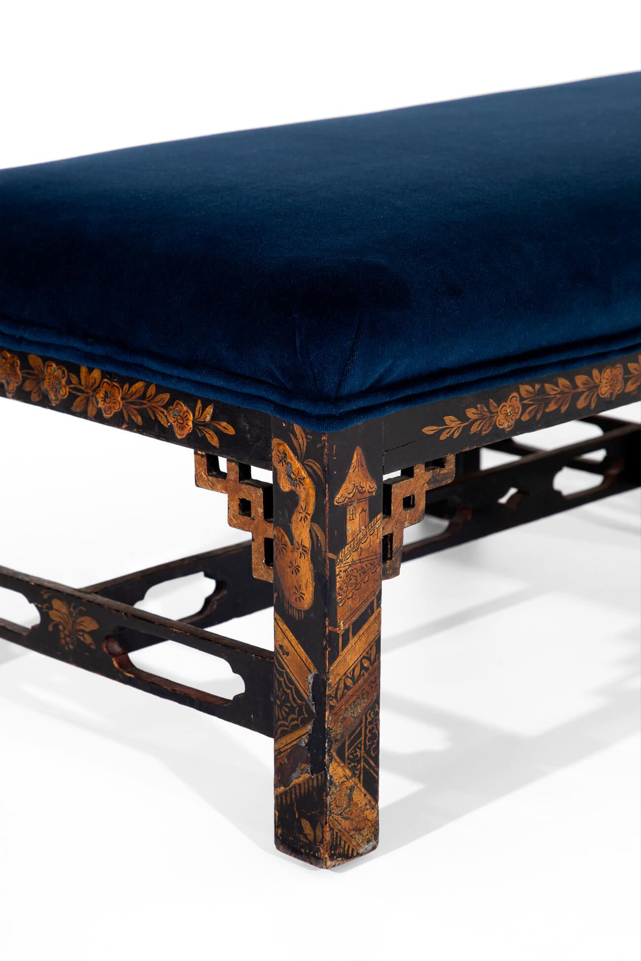 19th Century Large Chinoiserie Footstool For Sale