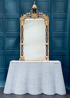 Large Chinoiserie Style Giltwood Pagoda Crest Mirror