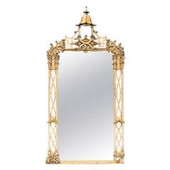 Large Chinoiserie Style Giltwood Pagoda Crest Mirror