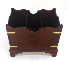 Large Chippendale Campaign Style Mahogany Brass Magazine Rack c1970s MINT