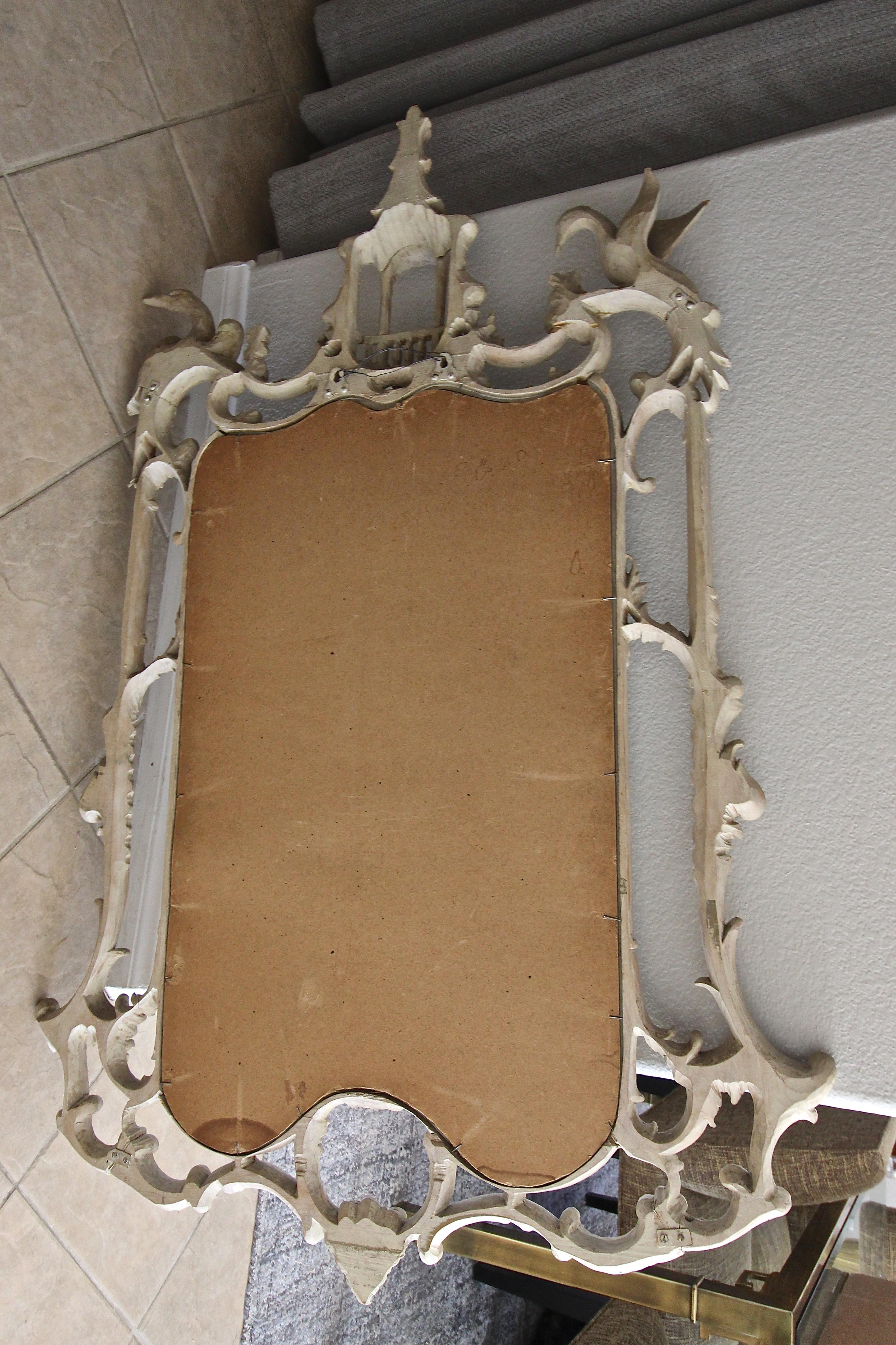 Large Chippendale Chinoiserie Style Wood Wall Mirror 10