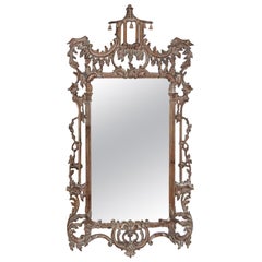 Large Chippendale Chinoiserie Wood Italian Wall Mirror