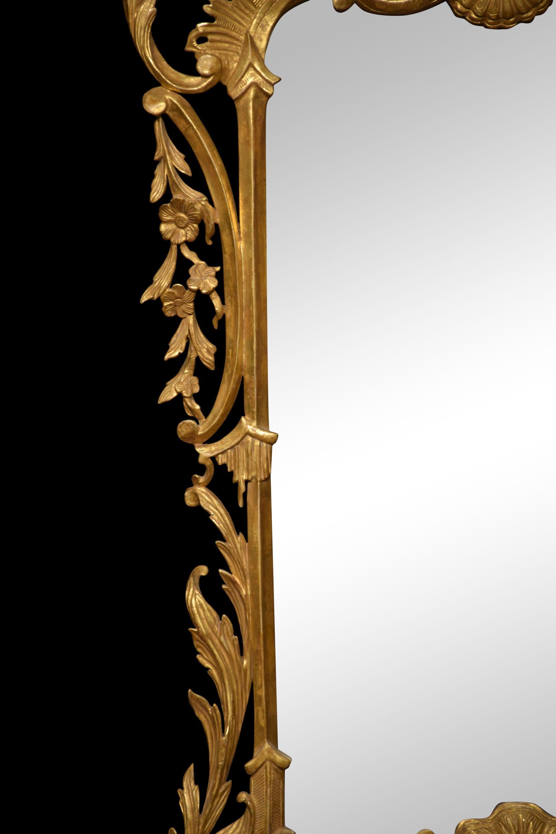 Large Chippendale Style Giltwood Mirror In Good Condition For Sale In Cheshire, GB