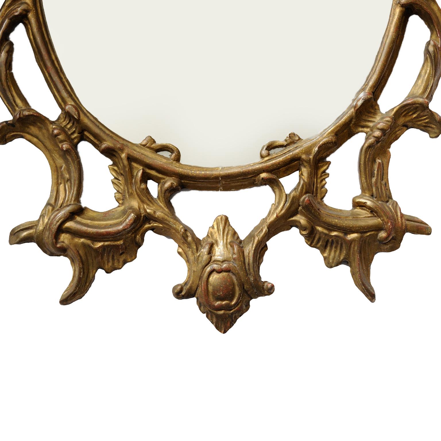 English Large Chippendale Style Giltwood Rococo Mirror, circa 1860 For Sale