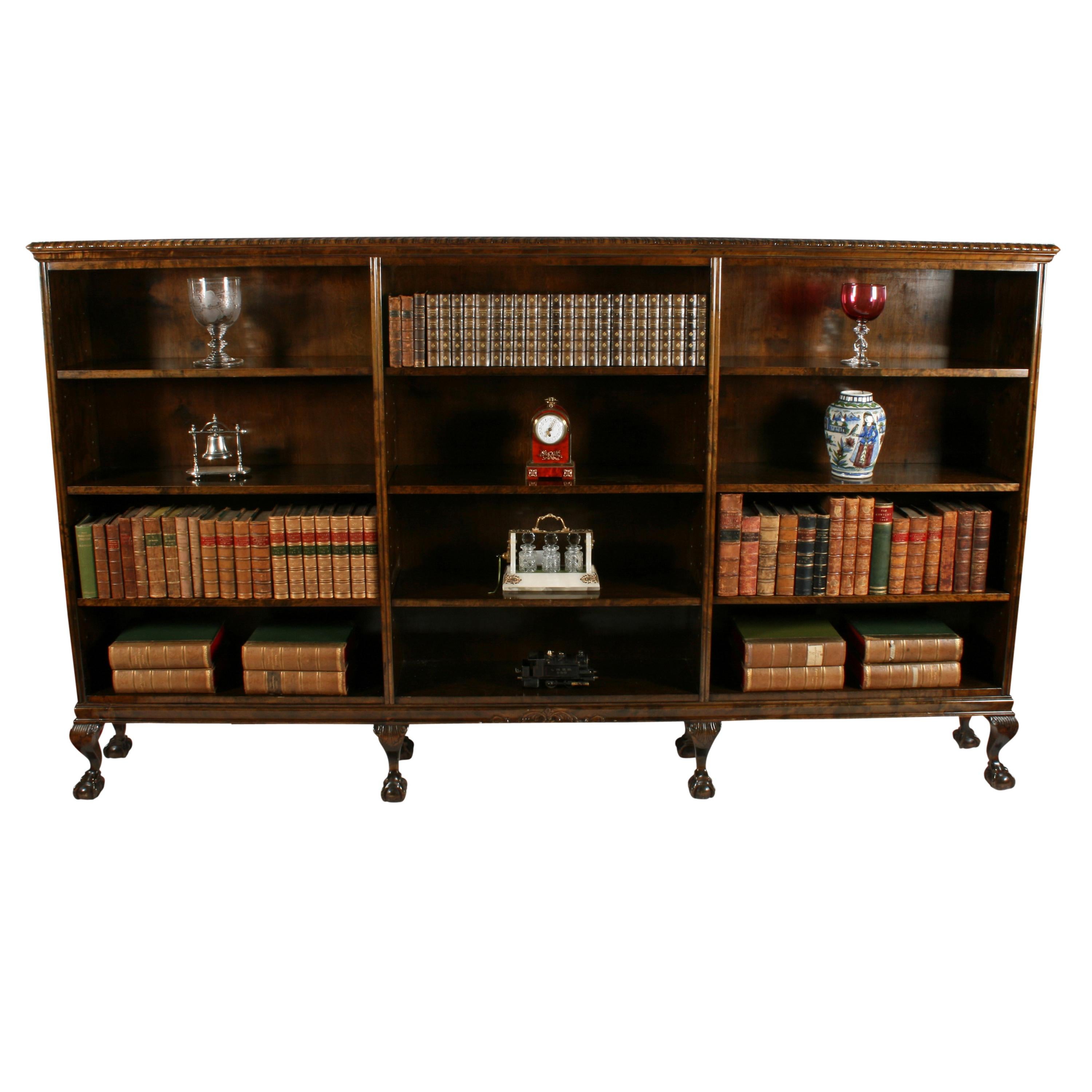 British Large Chippendale Style Open Bookcase For Sale