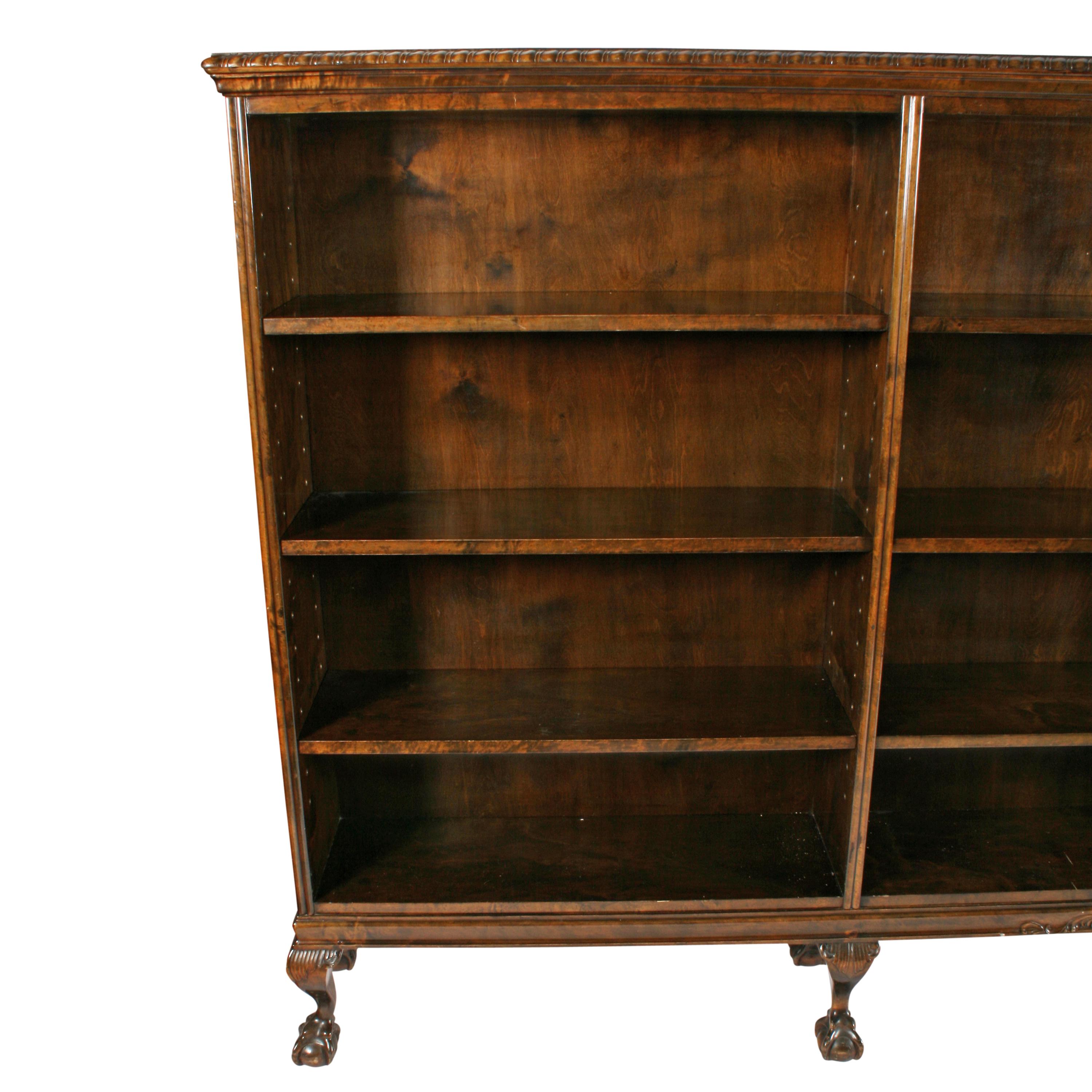 Early 20th Century Large Chippendale Style Open Bookcase For Sale