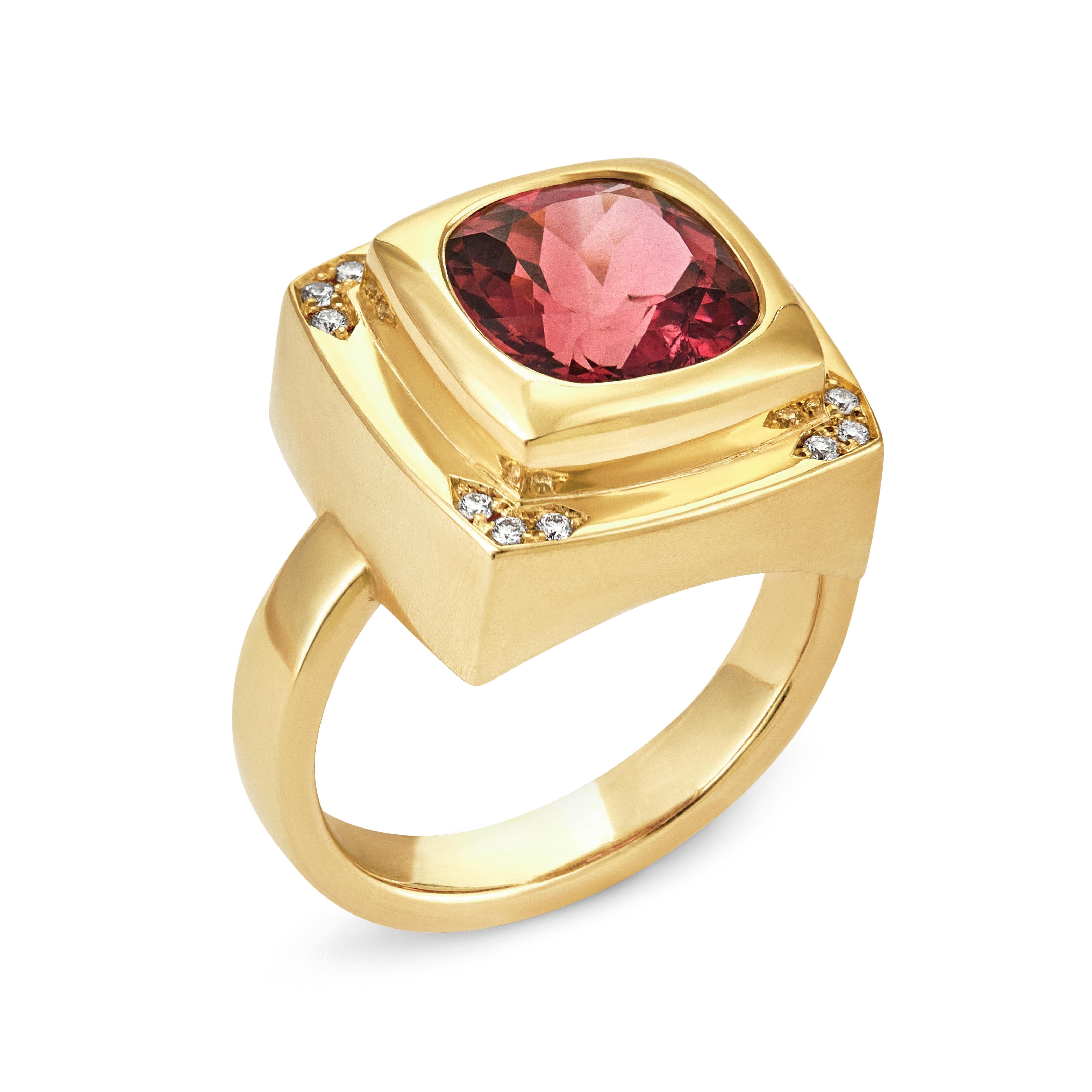 Introducing the ultimate luxury: the Chocolate Gold Pink Tourmaline Ring, fondly named 