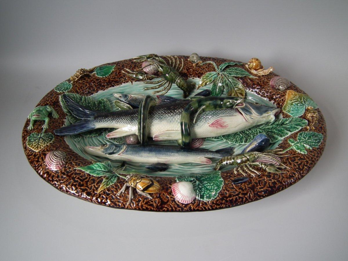 Other Large Choisy Le Roi Palissy Majolica Fish Wall Platter