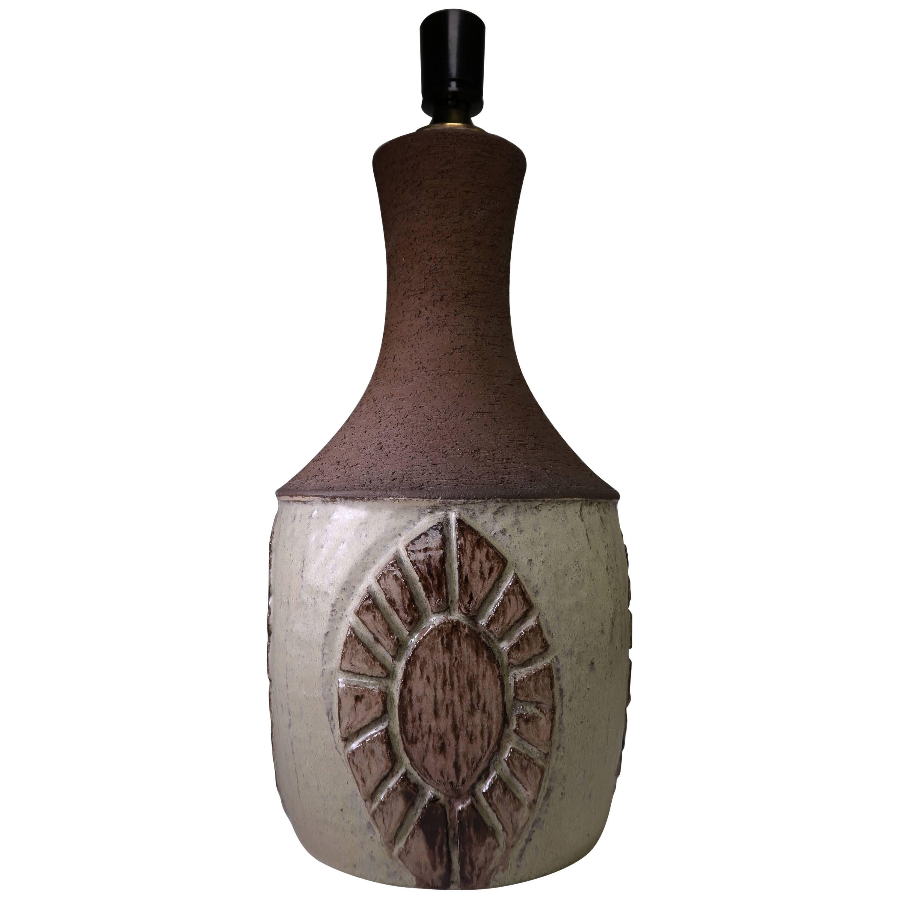 Large Chris Haslev Rustic Danish Modern 1960s Ceramic Lamp For Sale