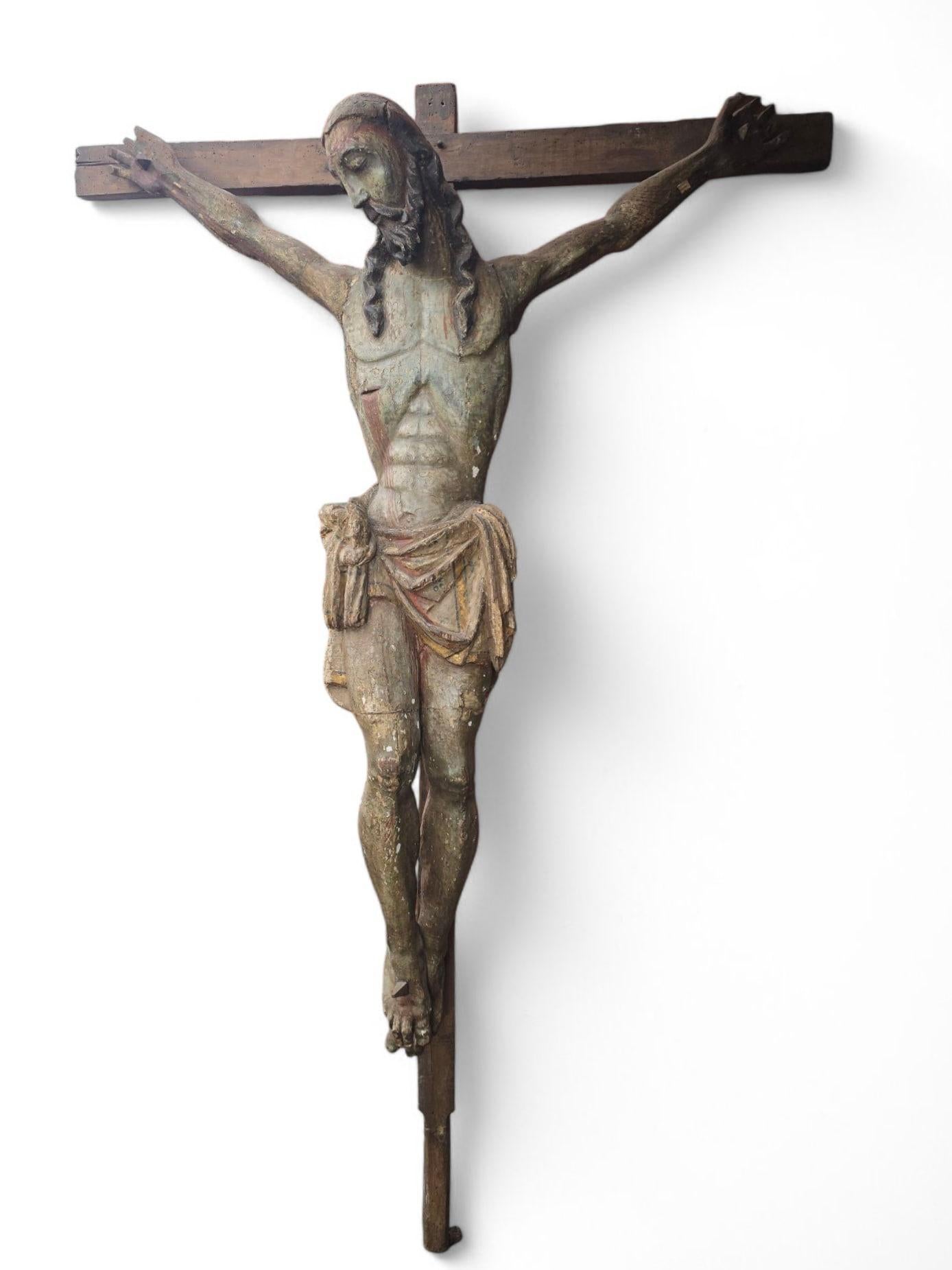 Grande Cristo in croce - XV secolo 180 CM in vendita 5