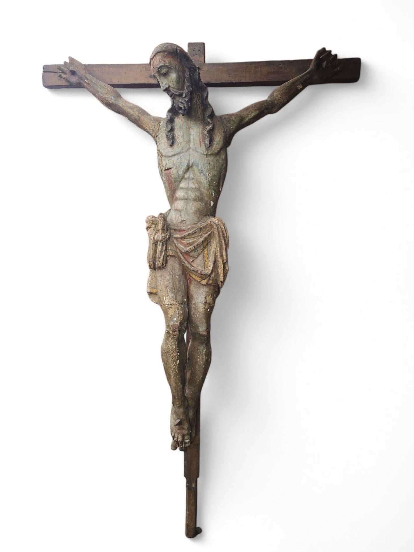 Grande Cristo in croce - XV secolo 180 CM in vendita 6