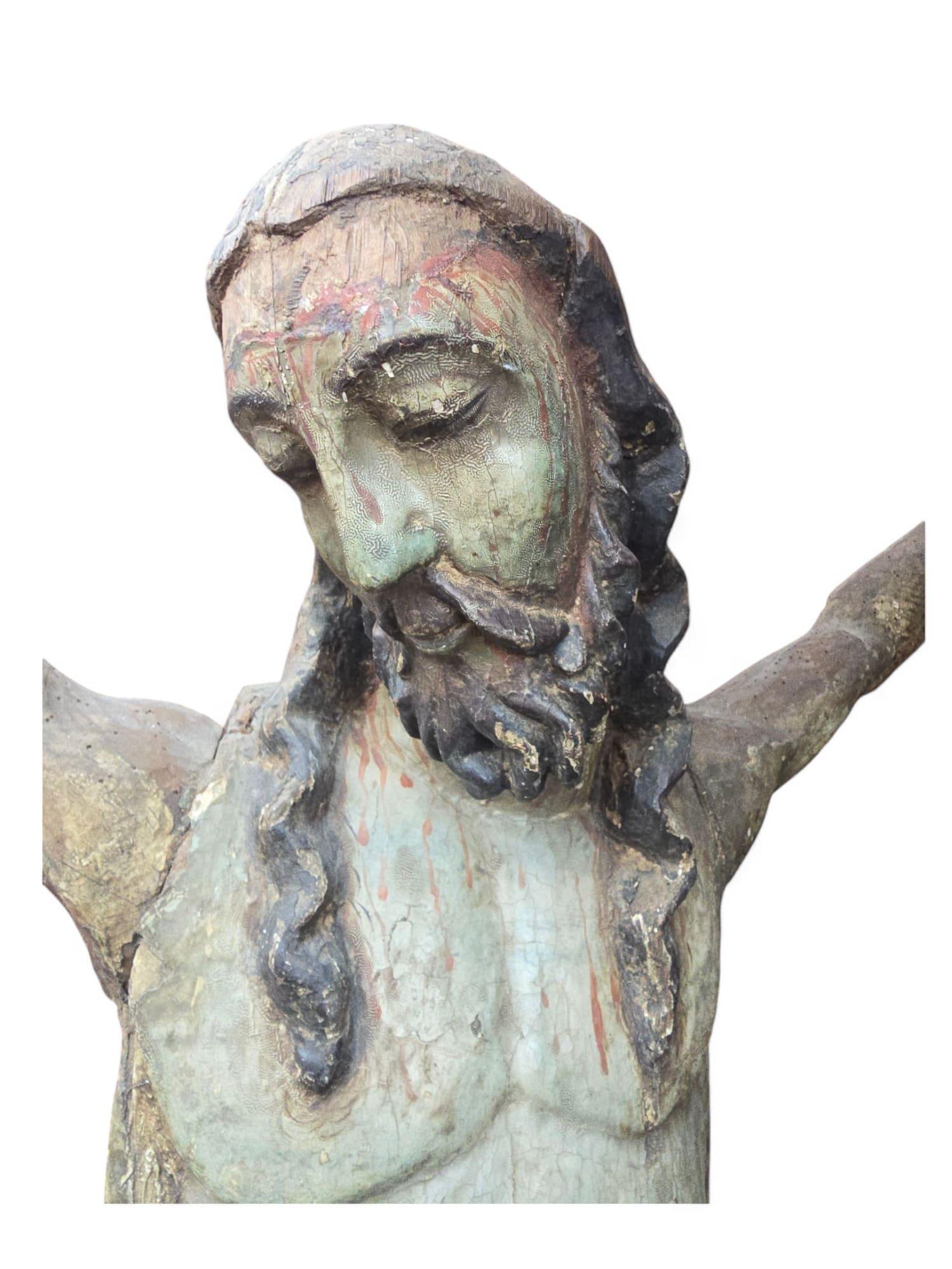 Grande Cristo in croce - XV secolo 180 CM in vendita 7