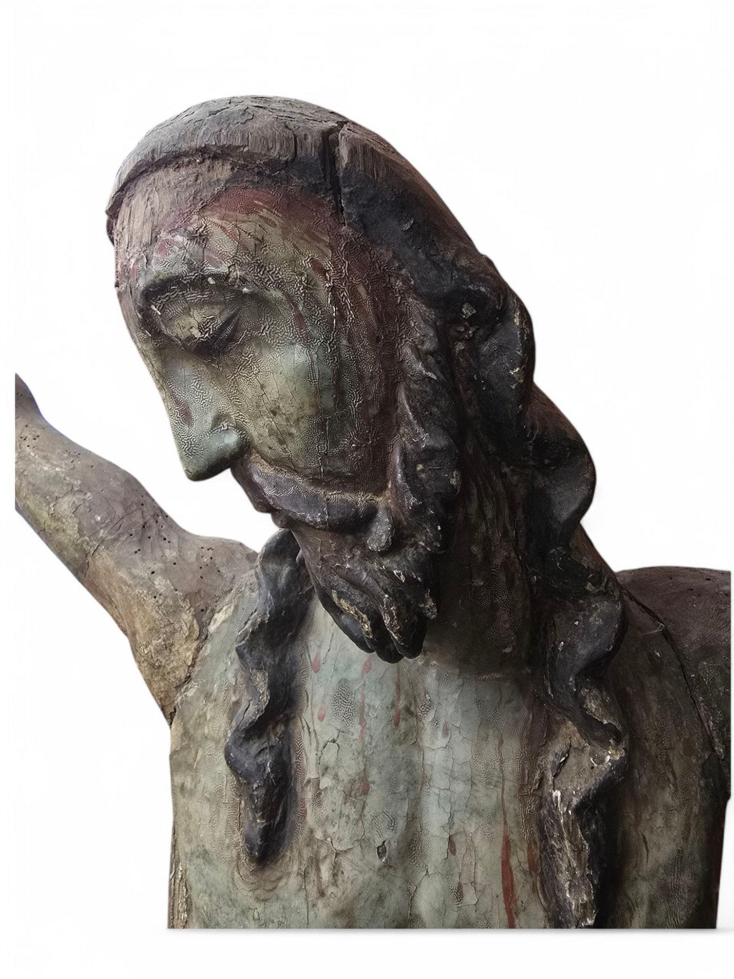 Grande Cristo in croce - XV secolo 180 CM in vendita 8