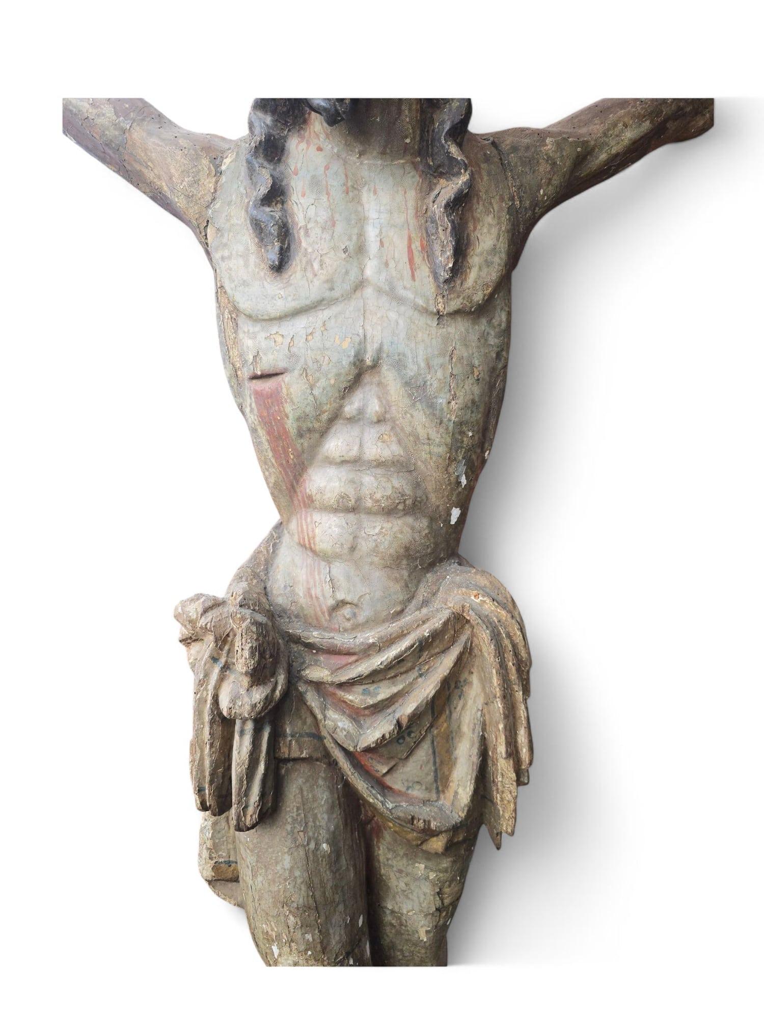 Grande Cristo in croce - XV secolo 180 CM in vendita 4