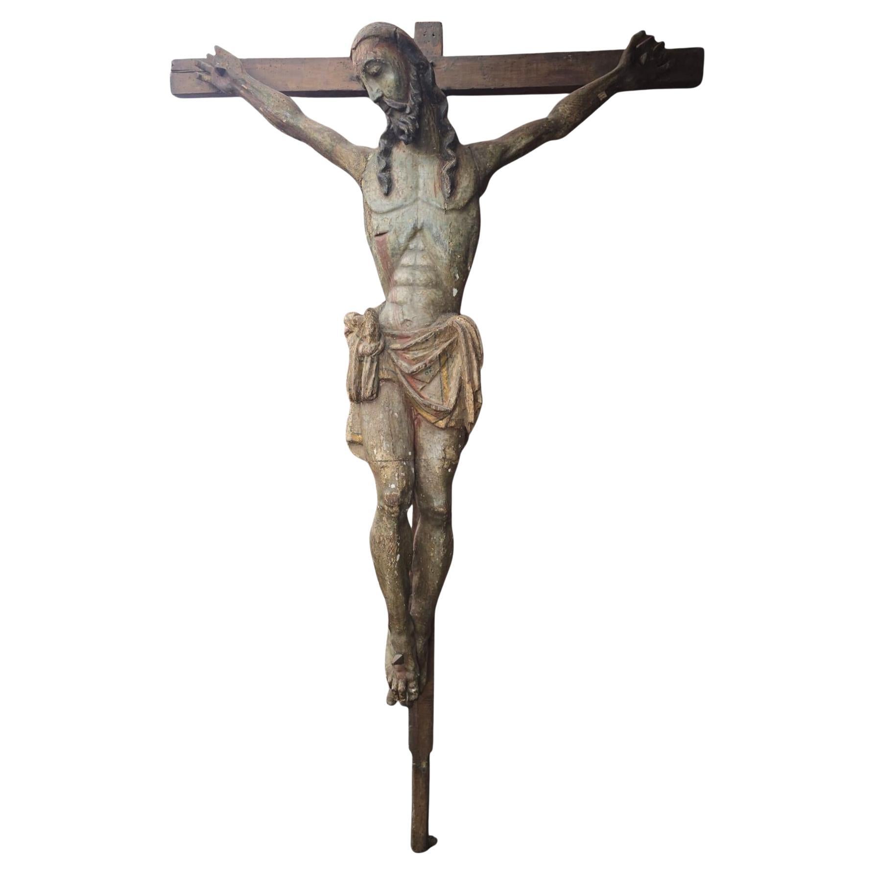 Grande Cristo in croce - XV secolo 180 CM in vendita