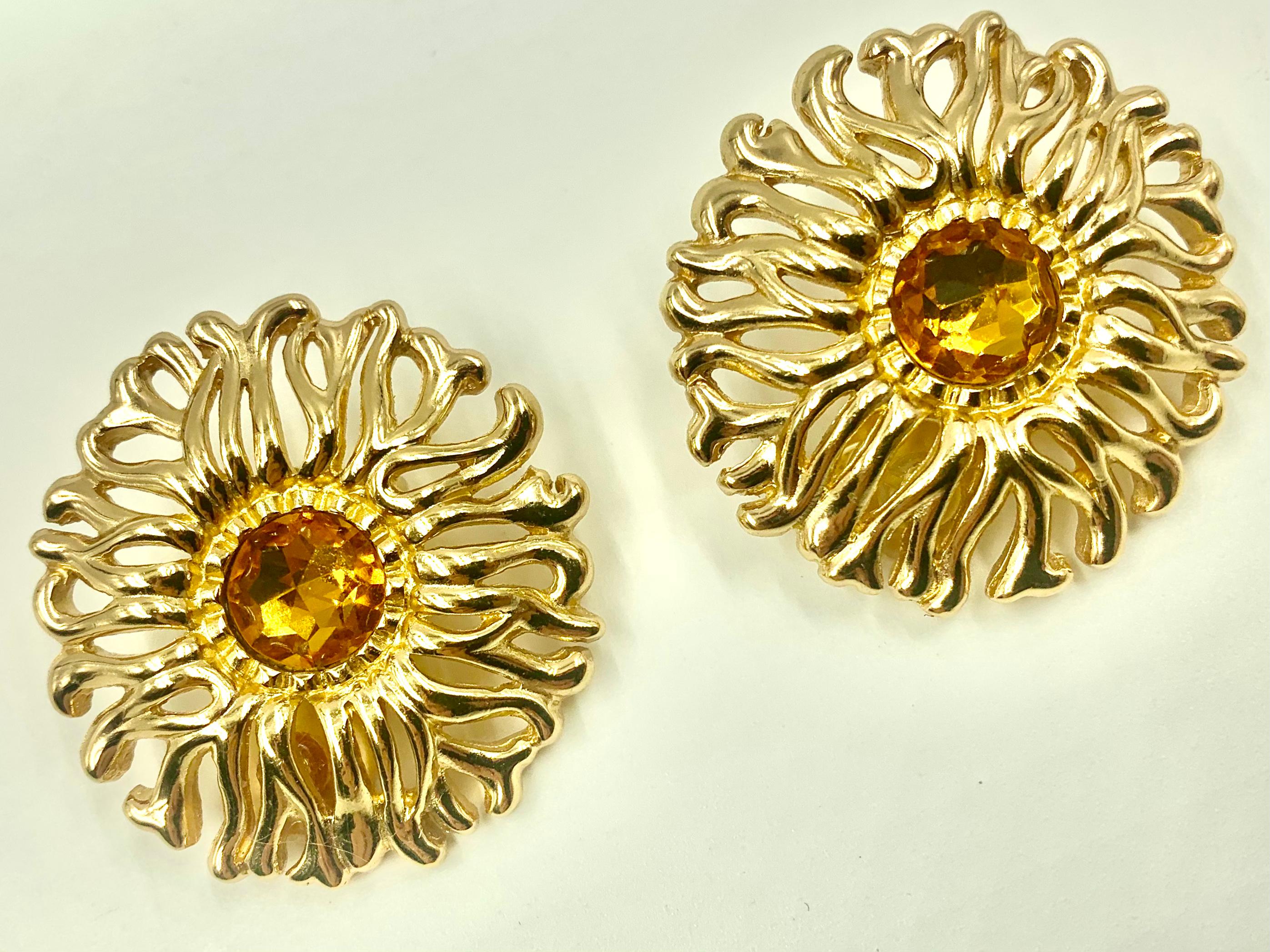 Large Christian Dior Vintage Soleil Earrings, 1980s In Good Condition For Sale In New York, NY