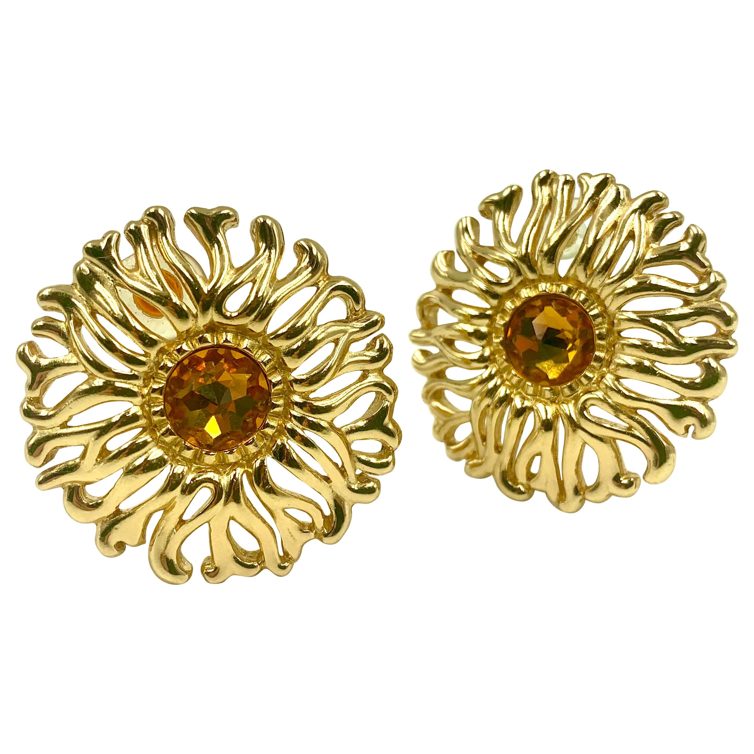 Christian Dior Diamond Coral Gold Earrings and Ring at 1stDibs