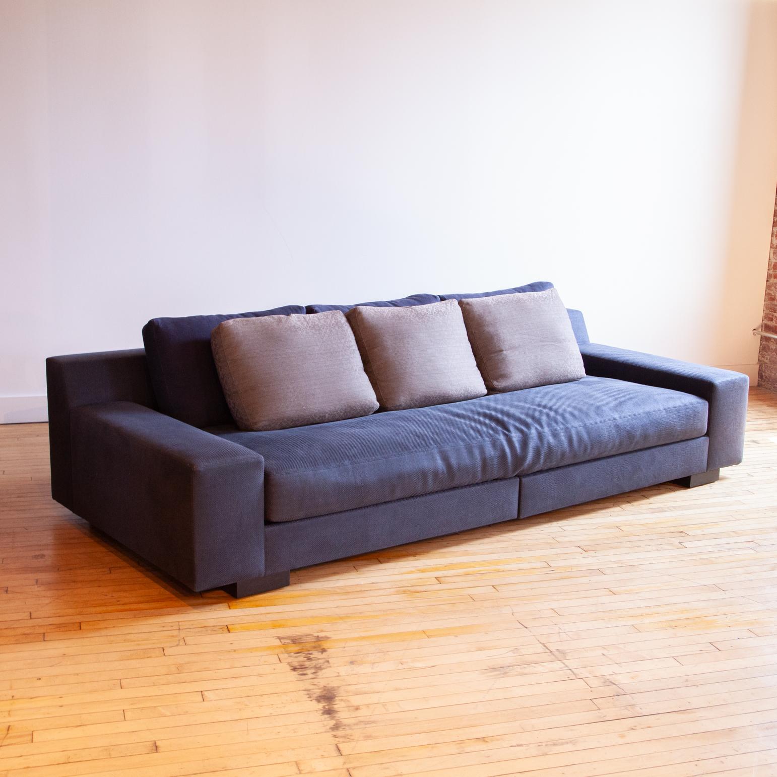 Spectacular Christian Liaigre “Augustin” Sofa in Blue Fabric For Sale 1
