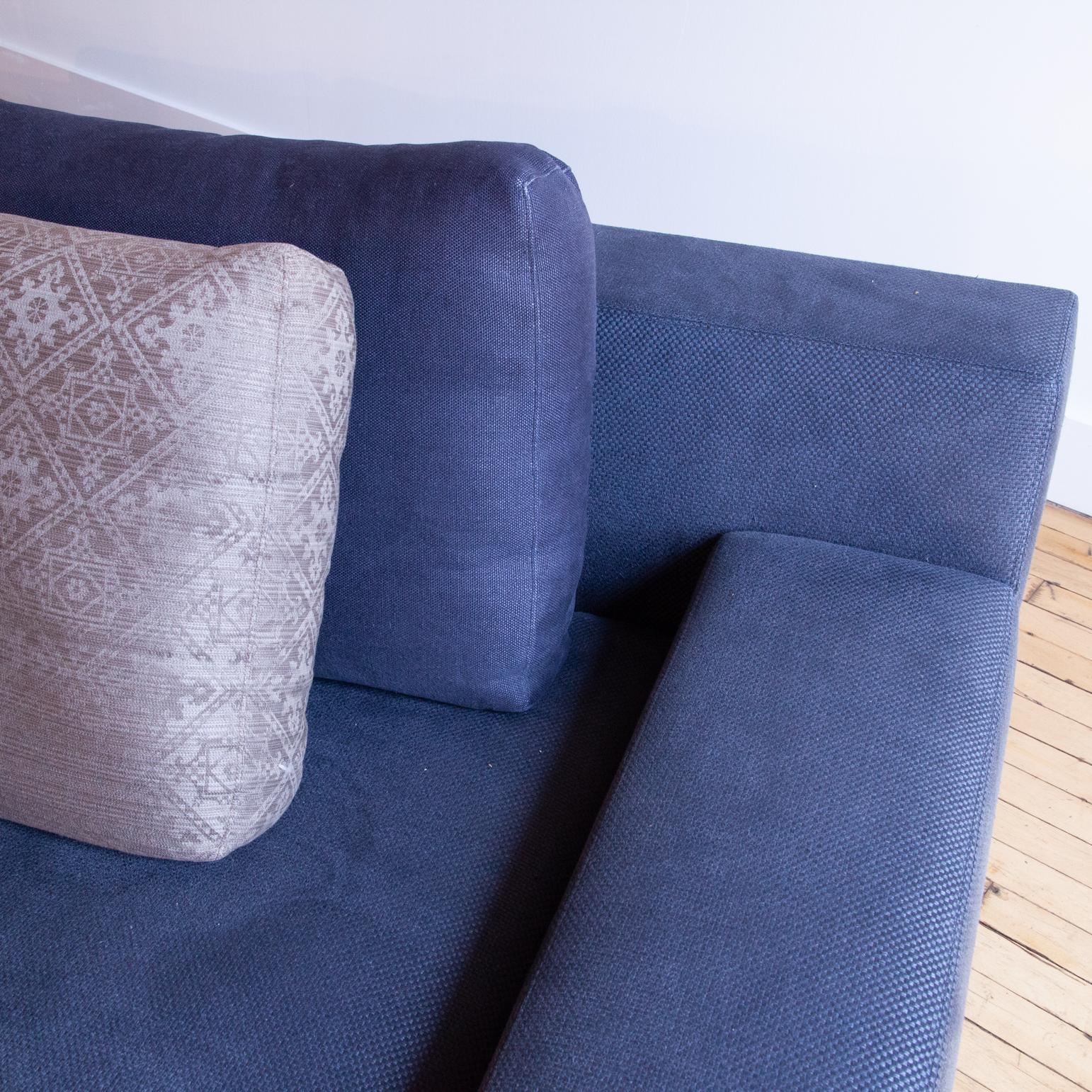 Spectacular Christian Liaigre “Augustin” Sofa in Blue Fabric For Sale 2
