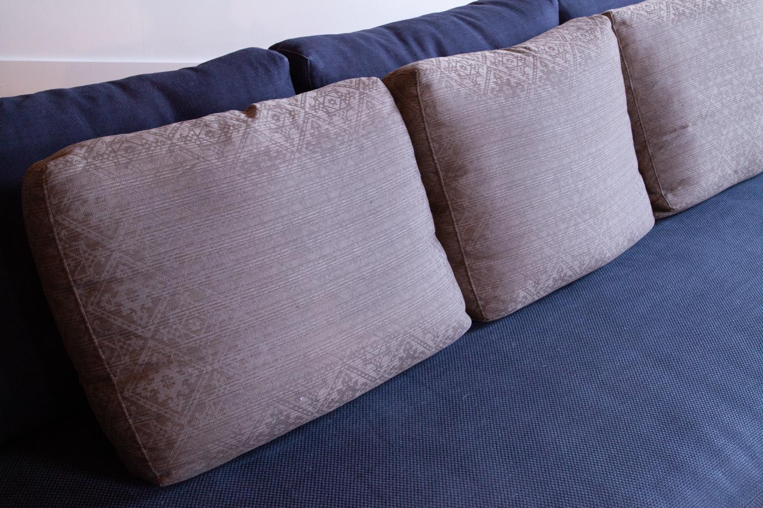 Spectacular Christian Liaigre “Augustin” Sofa in Blue Fabric For Sale 3