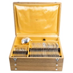 Large Christofle Service in a Light Wood Box, 79 Pieces, Complete.