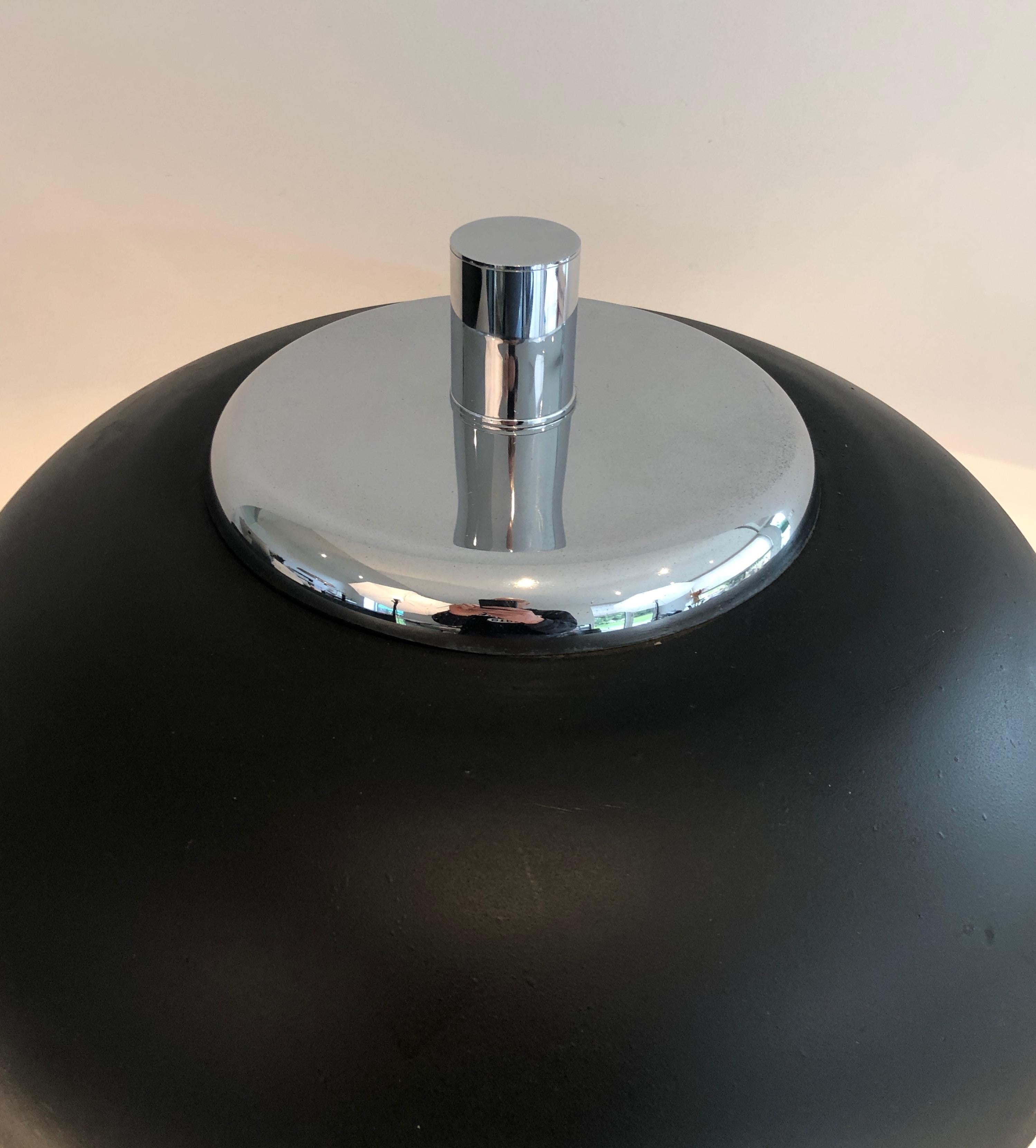 Large Chrome and Black Lacquered Design Table Lamp, French Work, circa 1950 For Sale 2