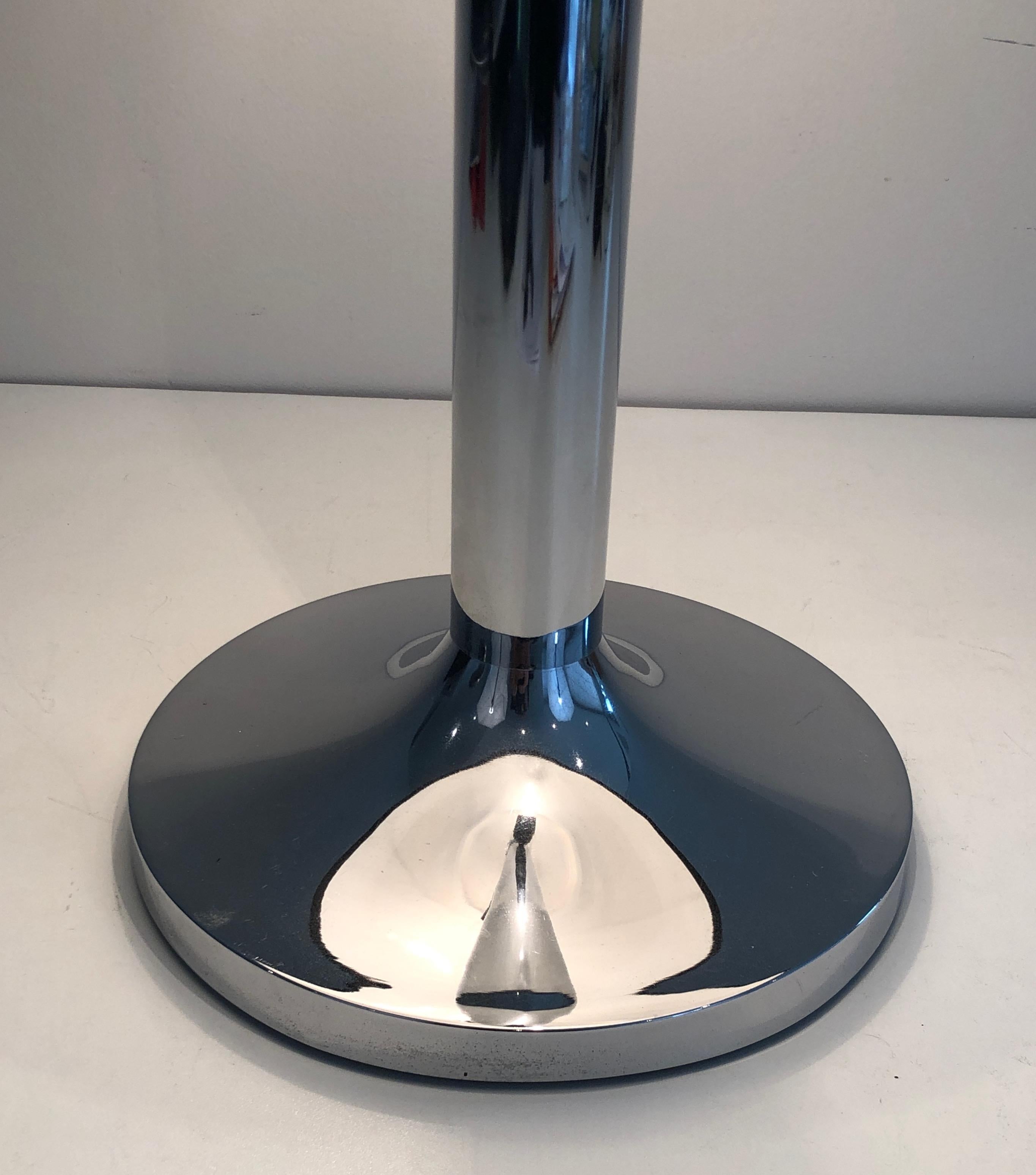 Large Chrome and Black Lacquered Design Table Lamp, French Work, circa 1950 For Sale 4