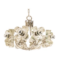Large Chrome and Crystal Glass Pendant by Sische, Germany, 1970s