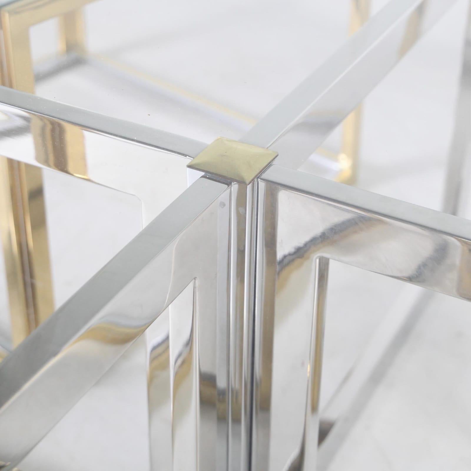 Metal Large chrome and gilded metal coffee table 