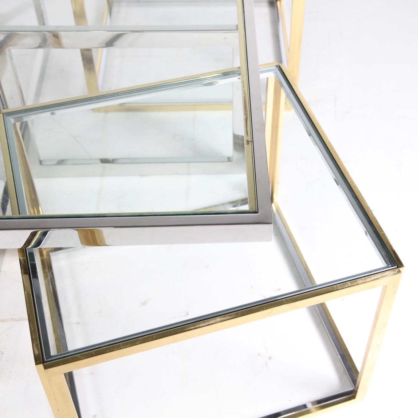 Large chrome and gilded metal coffee table  2