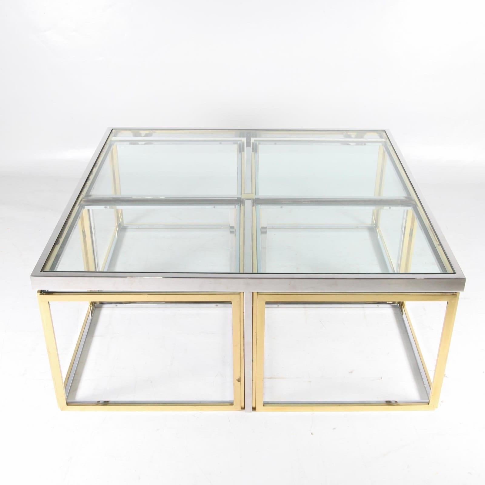 Large chrome and gilded metal coffee table  3