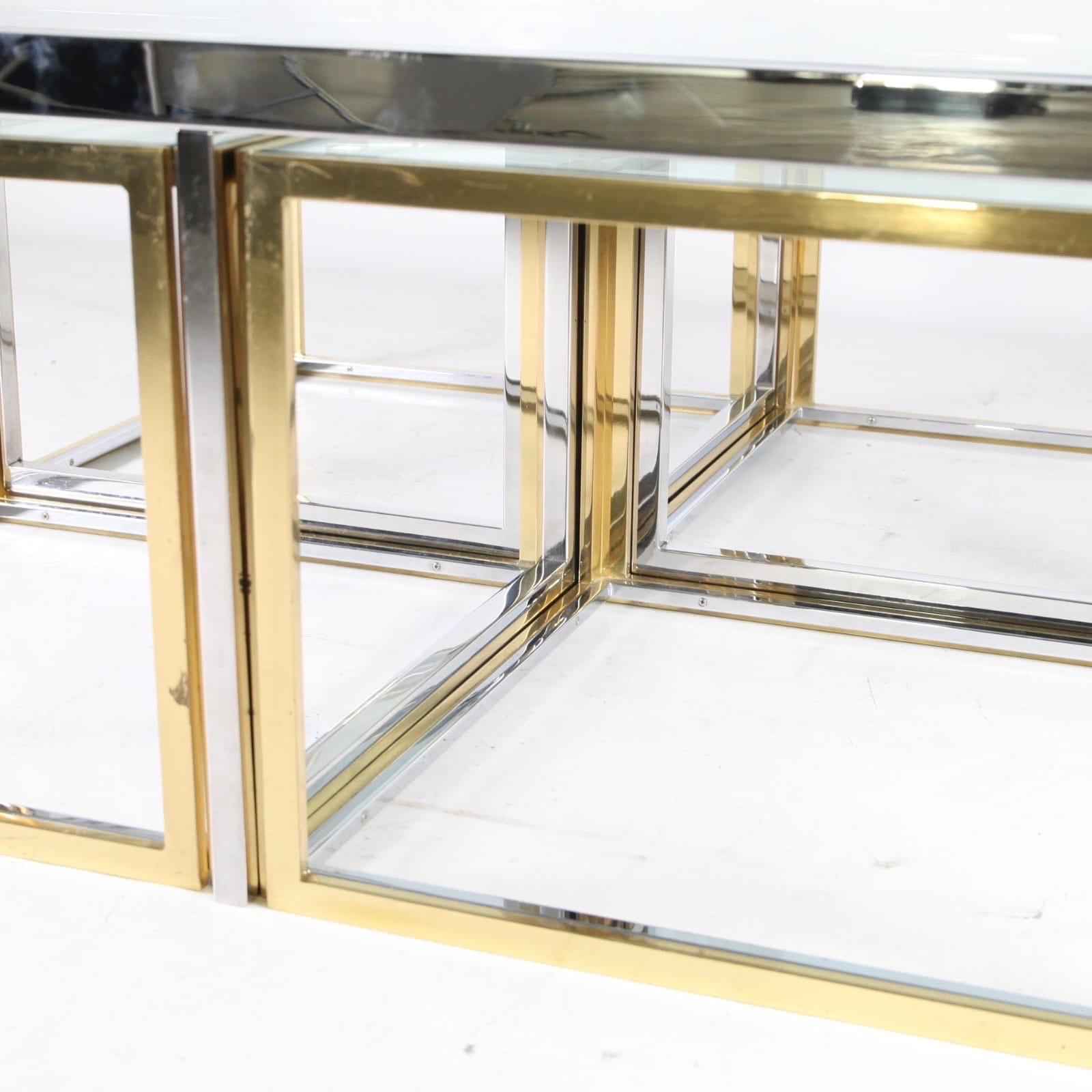 Large chrome and gilded metal coffee table  4