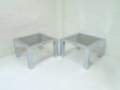 Large Chrome and Glass Coffee Tables Belgo Chrome Belgochrom circa 1978