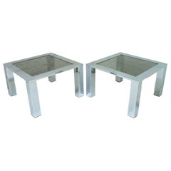 Große Couchtische aus Chrom und Glas Belgo Chrom Belgochrom um 1978
