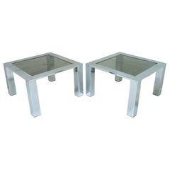 Vintage Large Chrome and Glass Coffee Tables Belgo Chrome Belgochrom circa 1978