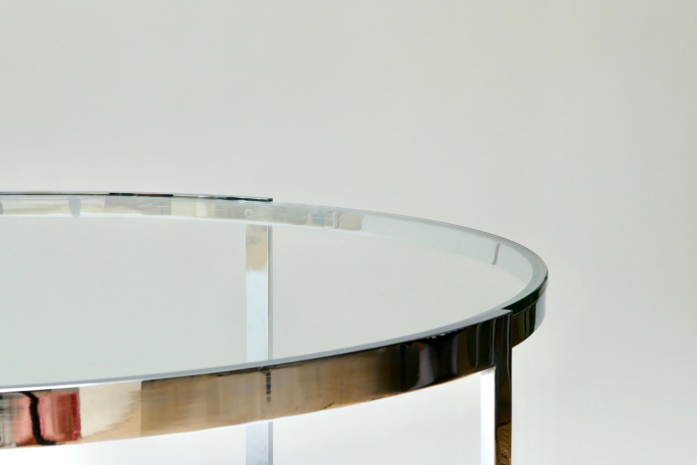 Large Chrome and Glass Round Low Table, Italy, 1970s In Good Condition For Sale In London, GB