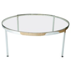 Large Chrome and Glass Round Low Table, Italy, 1970s