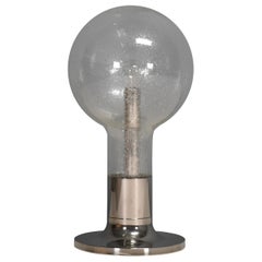 Grande lampe de bureau Temde en chrome et verre, Suisse, 1970