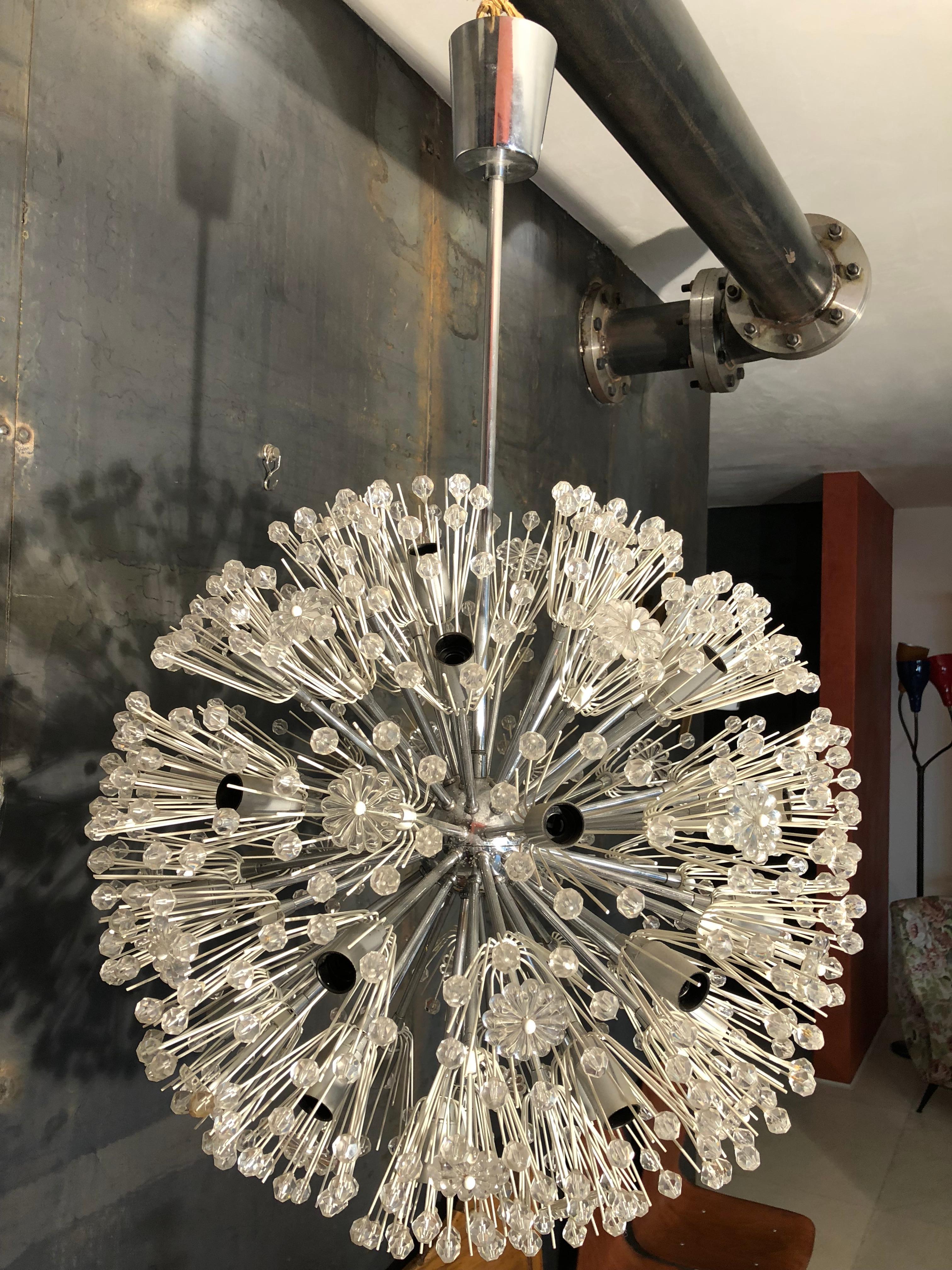 Large Chrome and Lacquer Sputnik Chandelier by Emil Stejnar for Kalmar, 1960s 4