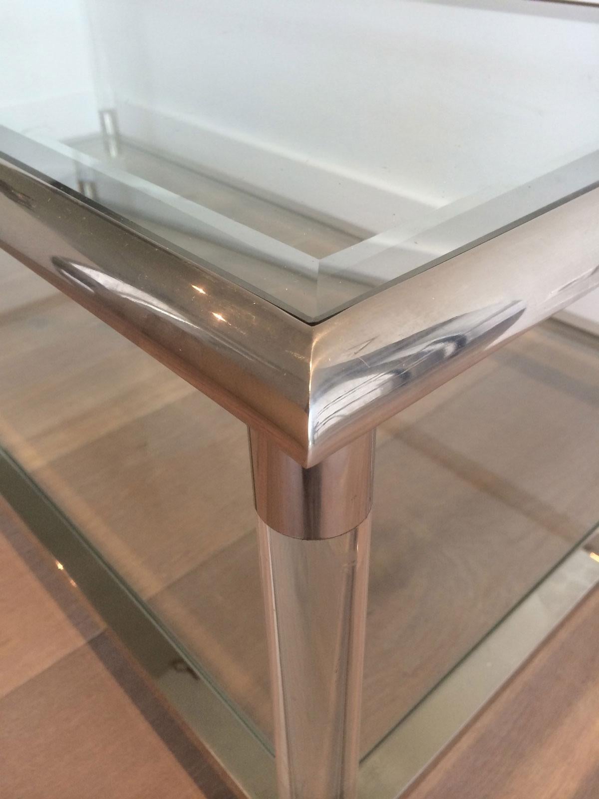 Late 20th Century Large Chrome and Lucite Coffee Table, French, circa 1970