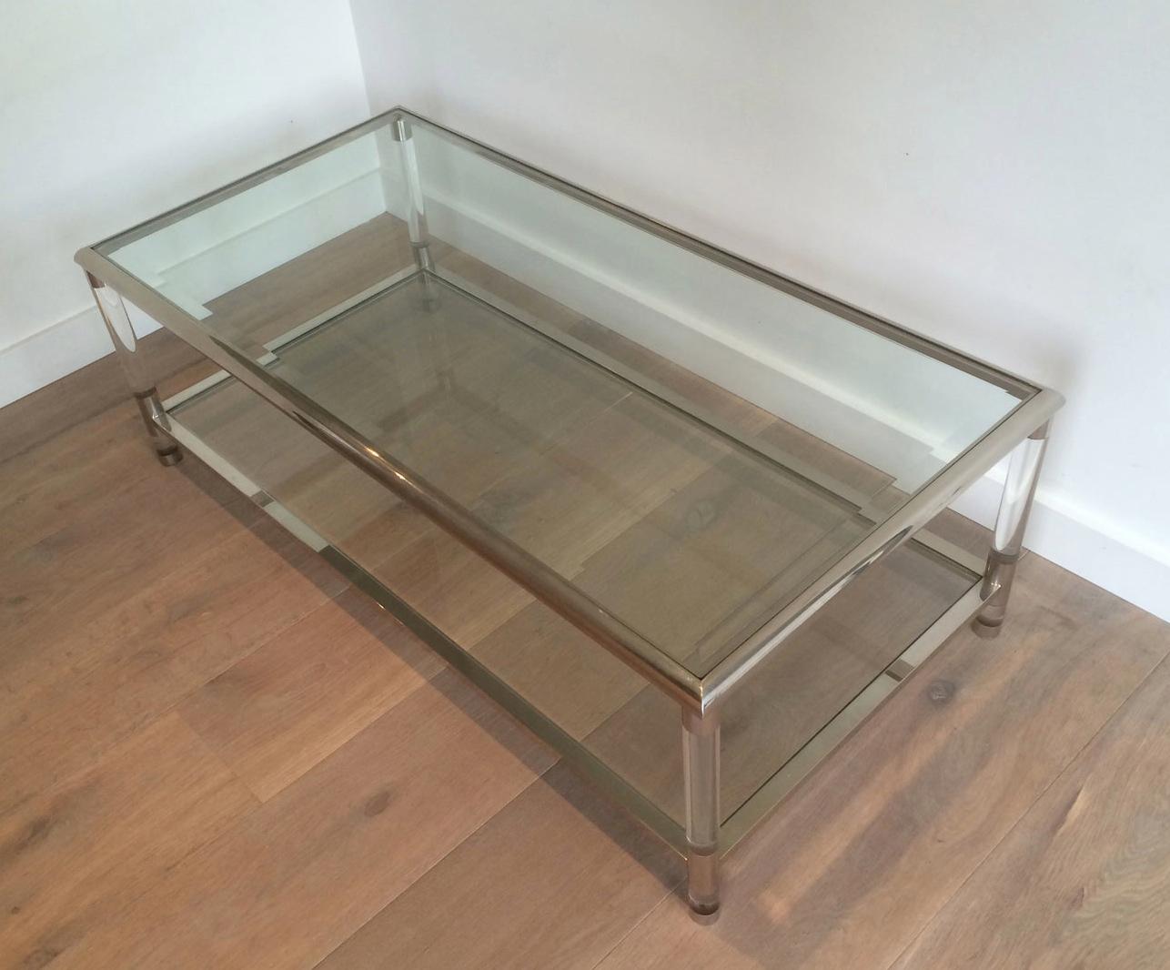 Large Chrome and Lucite Coffee Table, French, circa 1970 3