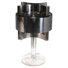 Large Chrome and Marble Table Lamp Attributed to Pierre Cardin, France 1970s