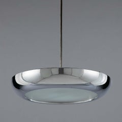 Grande lampada da soffitto cromata di Josef Hůrka per NAPAKO, Cecoslovacchia, anni '50