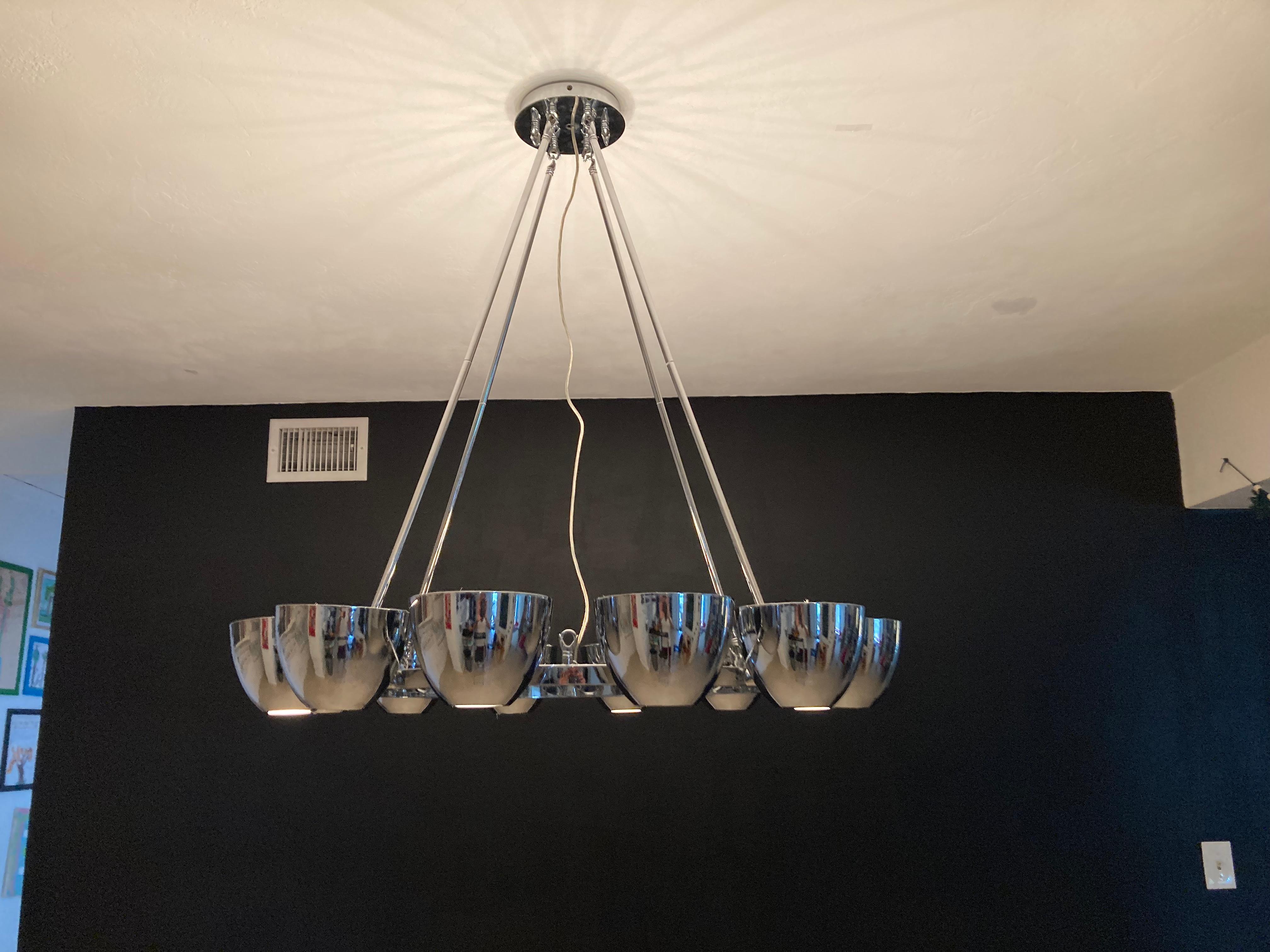 Large Chrome Chandelier in the Style of Gino Sarfatti For Sale 4