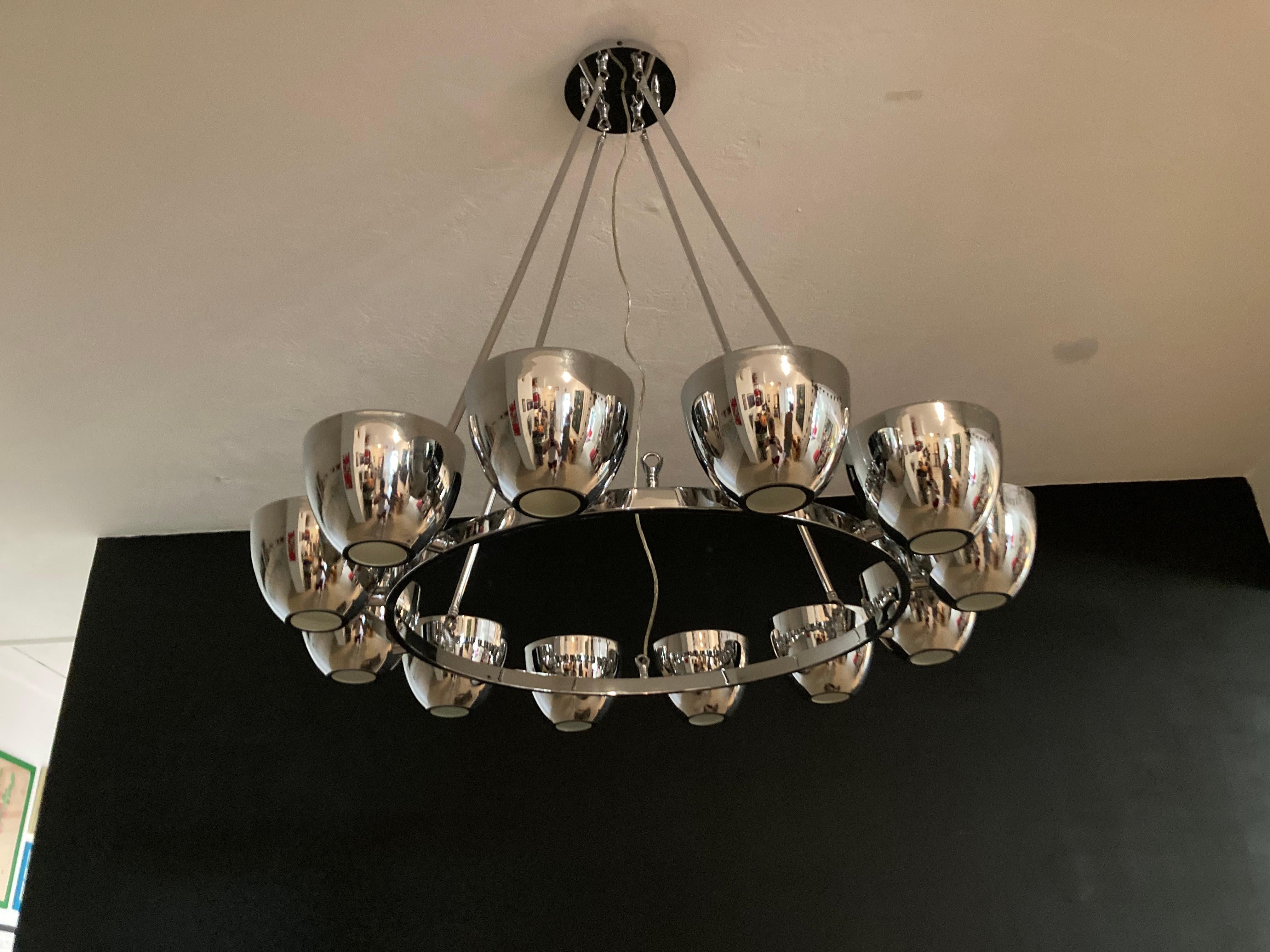 Large Chrome Chandelier in the Style of Gino Sarfatti For Sale 6